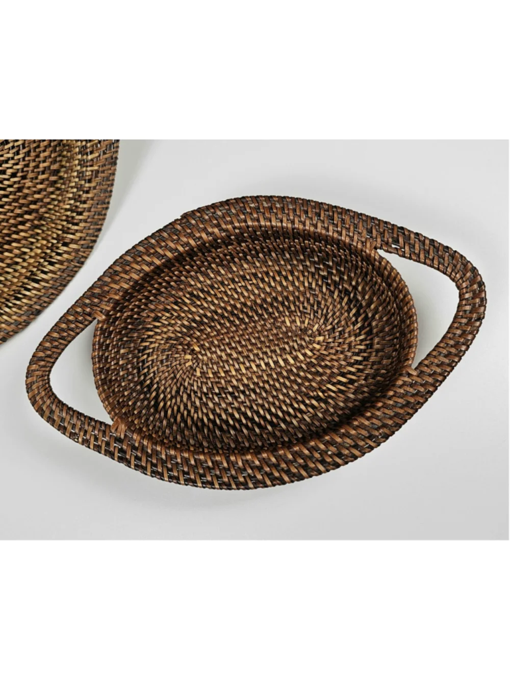 3 Tier Handwoven Rattan Basket Display Stand Tower Tabletop Kitchen Tray 11”